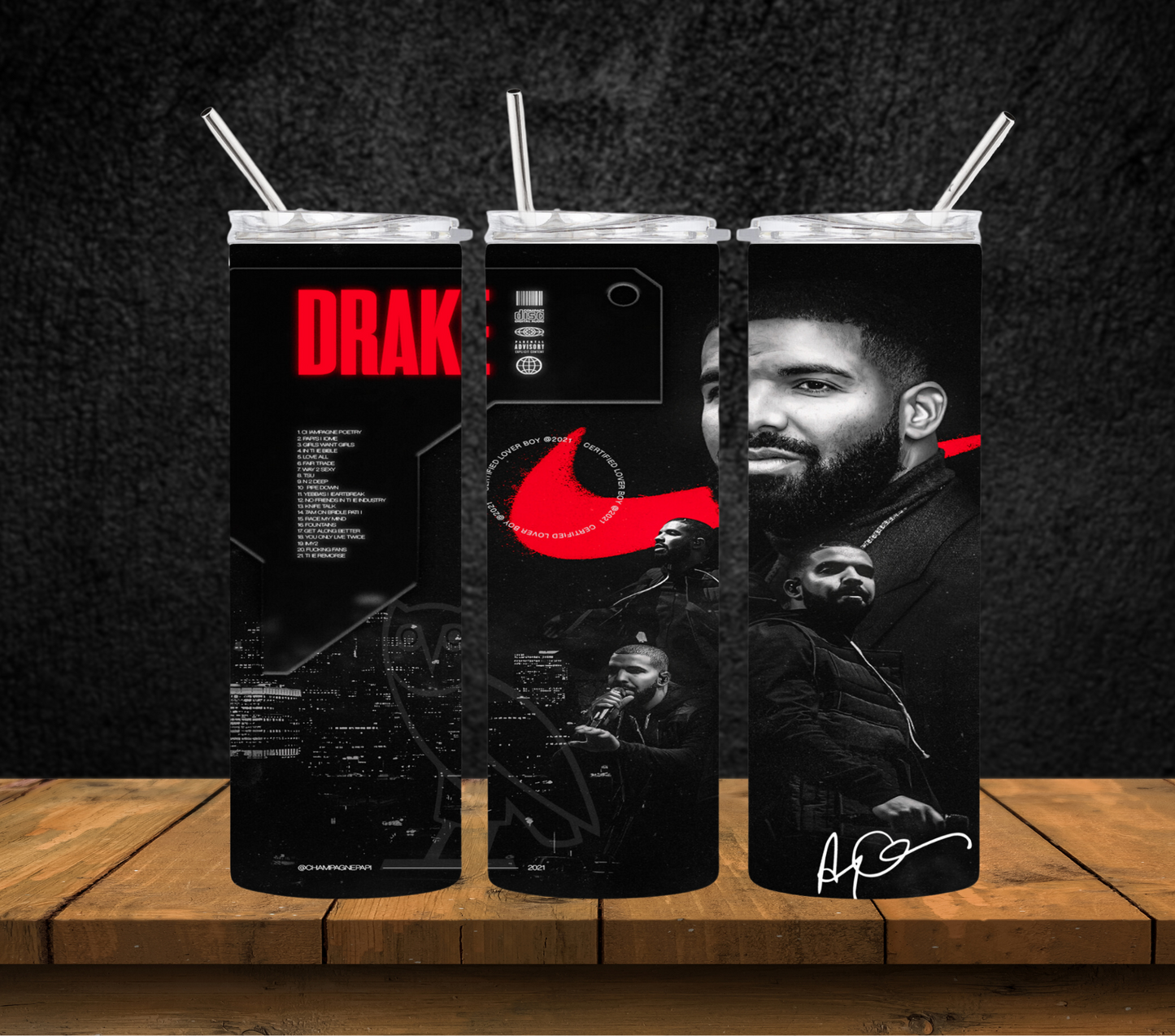 20oz Drake tribute tumbler digital PNG Download Design Sublimation Wrap