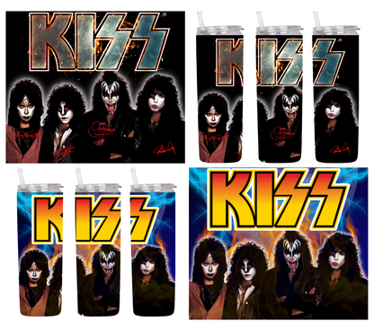 20oz Kiss rock band tribute tumbler digital PNG Download Design Sublimation Wrap