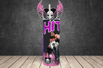 20oz Bret Hitman Hart Wrestling tribute tumbler digital PNG Download Design Sublimation Wrap