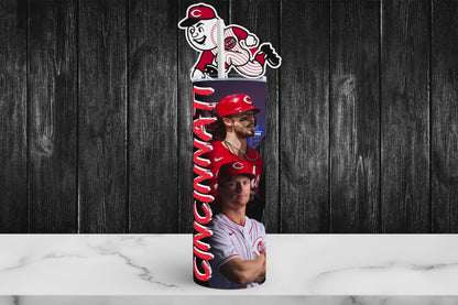 20oz REDS Baseball tumbler digital PNG Download Design Sublimation Wrap