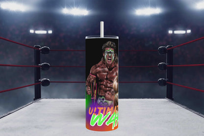 20oz The Ultimate Warrior tribute Wrestling tumbler digital PNG Download Design Sublimation Wrap