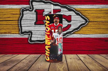 20oz (Chiefs) Kansas Super bowl Football Tribute tumbler digital PNG Download Design Sublimation Wrap