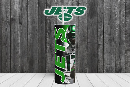 20oz JETS Tribute football tumbler digital PNG Download Design Sublimation Wrap