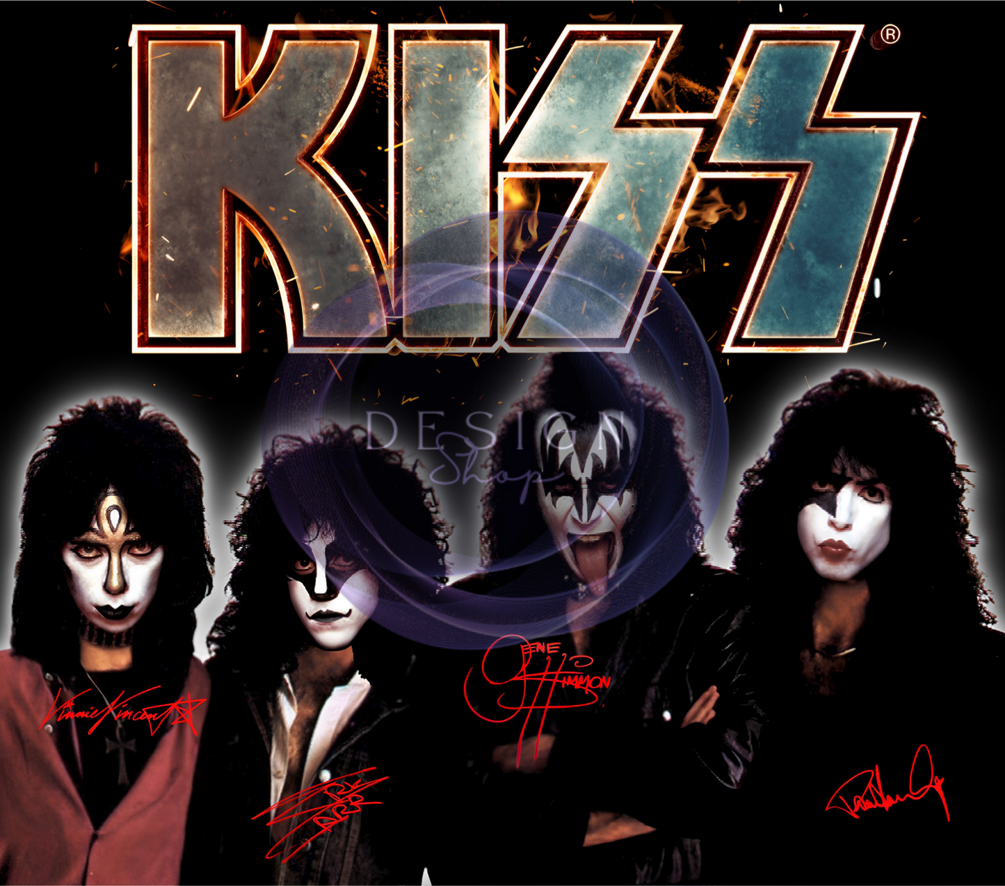 20oz Kiss rock band tribute tumbler digital PNG Download Design Sublimation Wrap