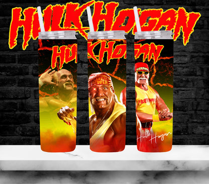 20oz Hulk Hogan tribute Wrestling tumbler digital PNG Download Design Sublimation Wrap