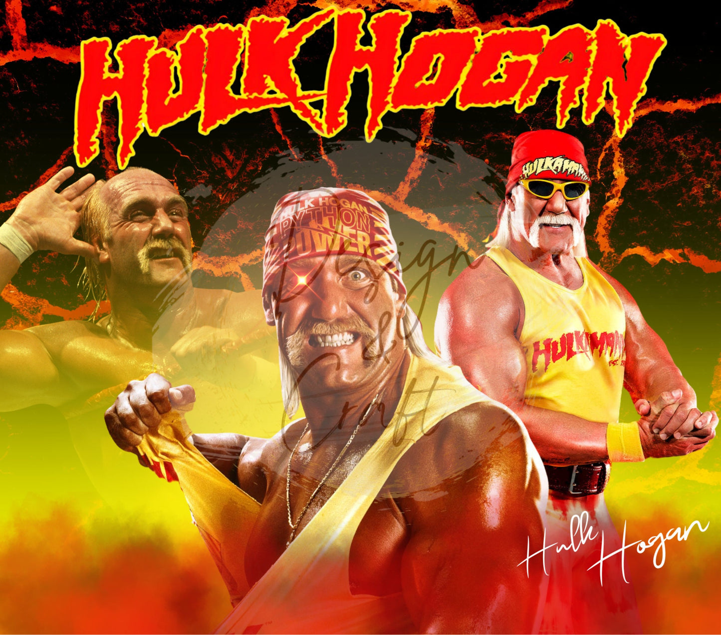 20oz Hulk Hogan tribute Wrestling tumbler digital PNG Download Design Sublimation Wrap