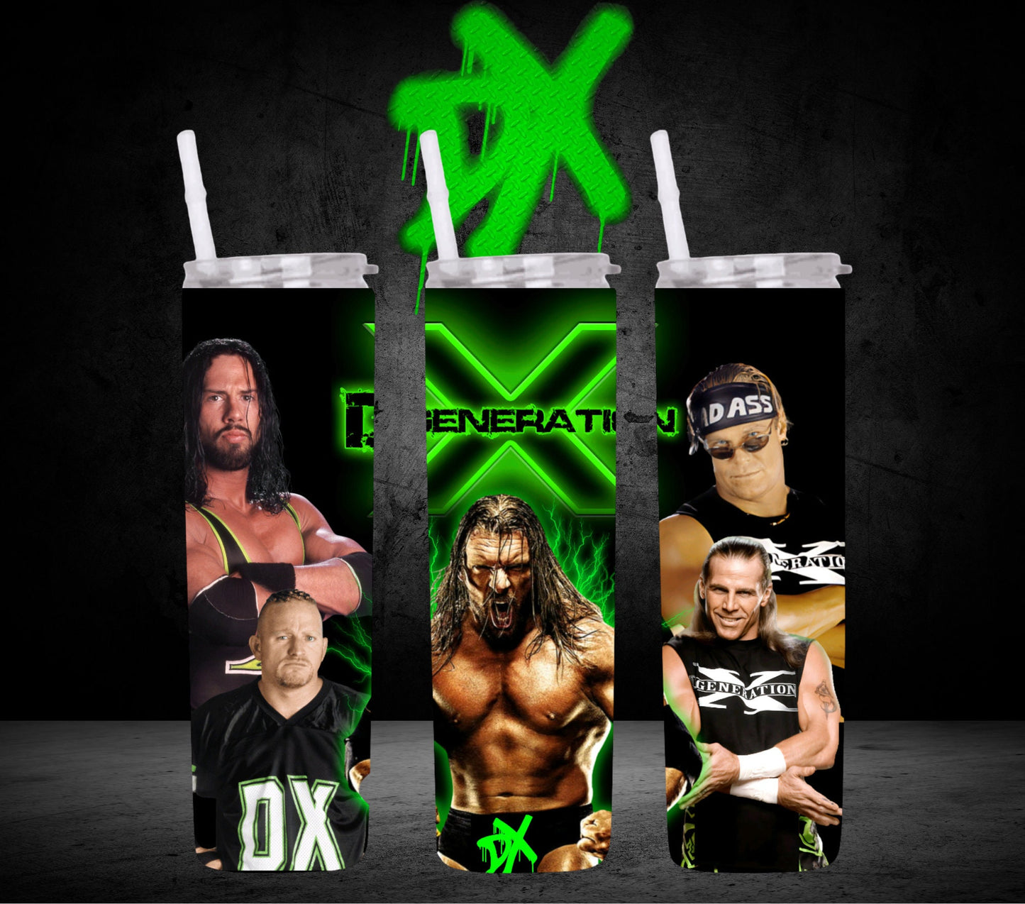 20oz D-Generation X tribute Wrestling tumbler digital PNG Download Design Sublimation Wrap