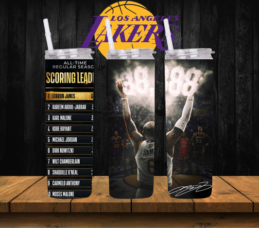 20oz Lebron James all-time leading scorer basketball tribute tumbler digital PNG Download Design Sublimation Wrap