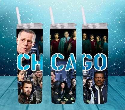 20oz Chicago PD,MED and Fire mashup tumbler digital PNG Download Design Sublimation Wrap