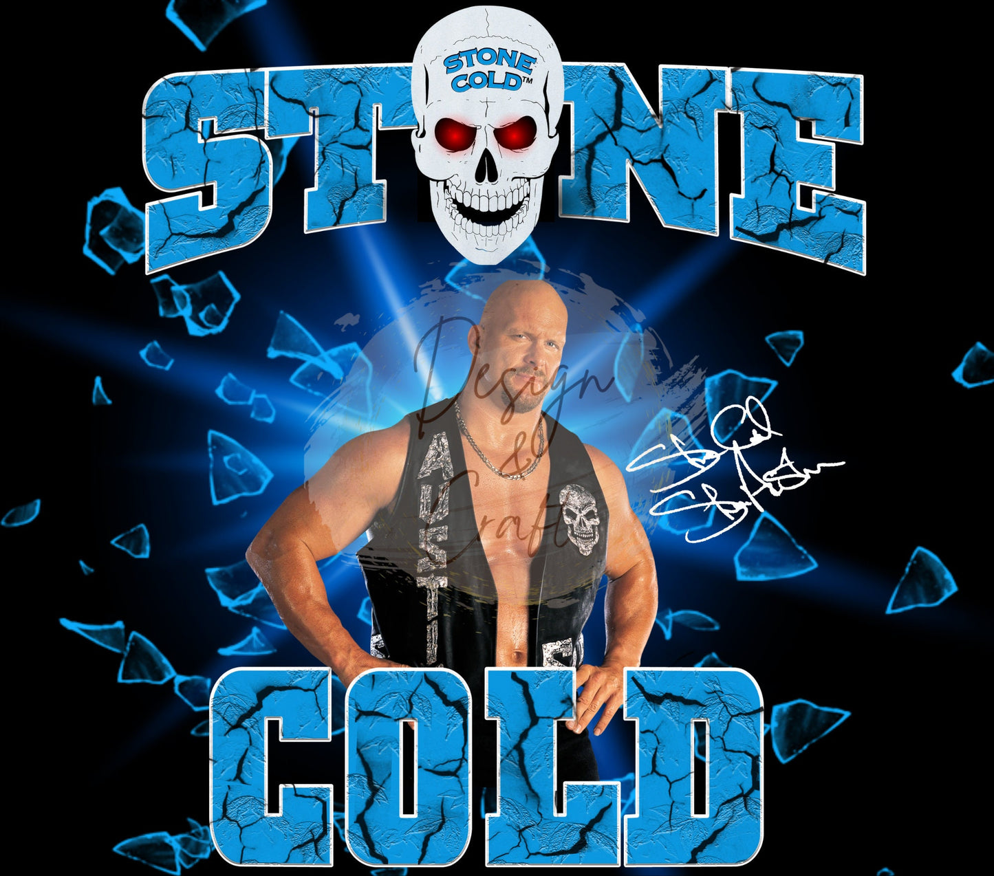 20oz Stone Cold Steve Austin tribute Wrestling tumbler digital PNG Download Design Sublimation Wrap