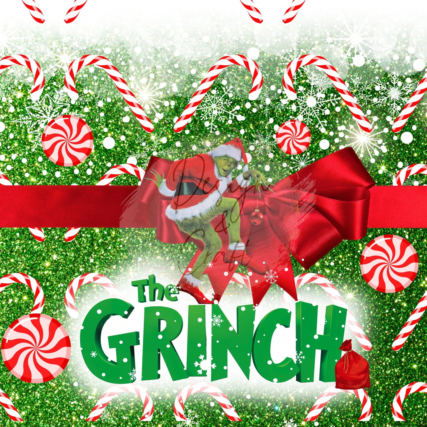 20oz The Grinch Peppermint holiaday tumbler digital PNG Download Design Sublimation Wrap