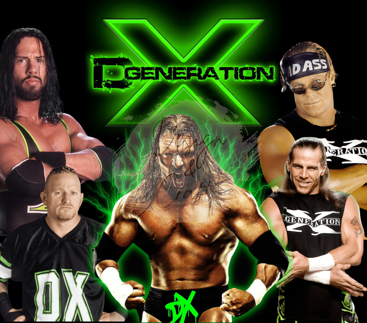 20oz D-Generation X tribute Wrestling tumbler digital PNG Download Design Sublimation Wrap