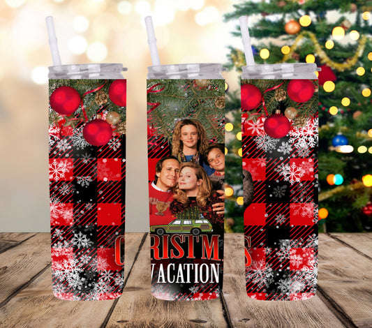 20oz Christmas Vacation Buffalo Plaid tumbler digital PNG Download Design Sublimation Wrap