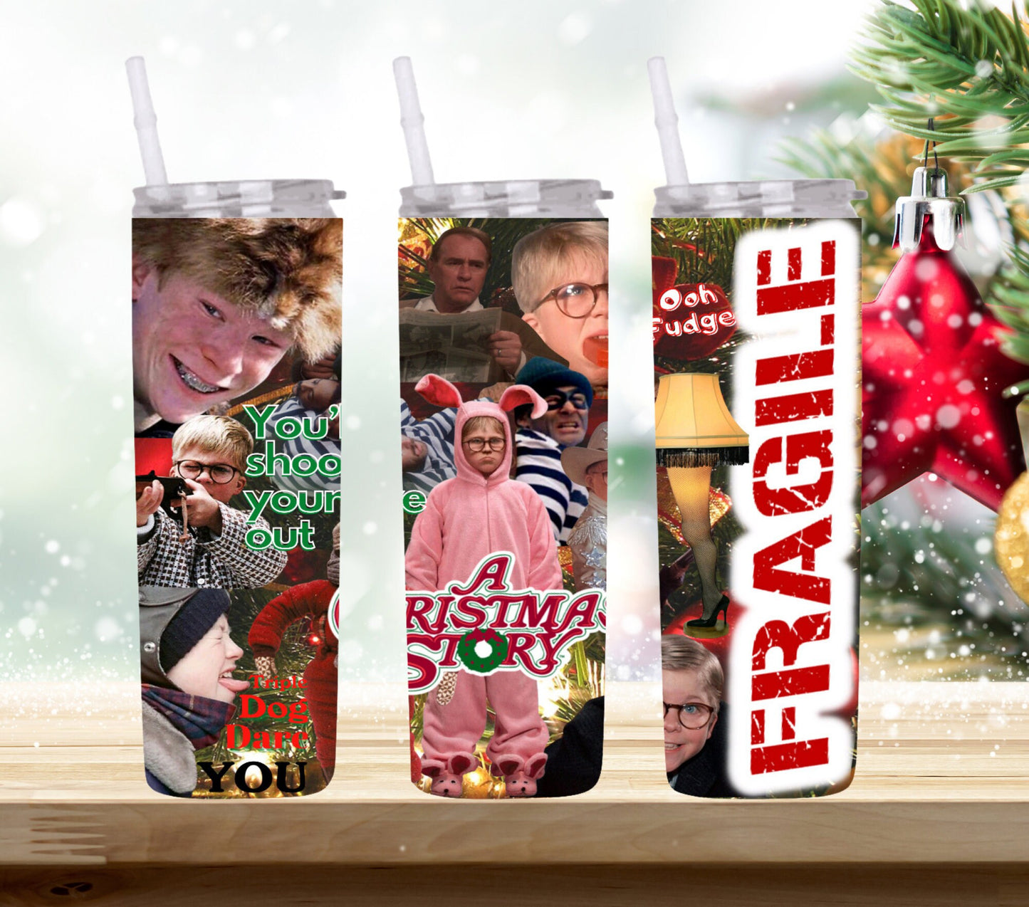 20oz Christmas Story holiday tumbler digital PNG Download Design Sublimation Wrap