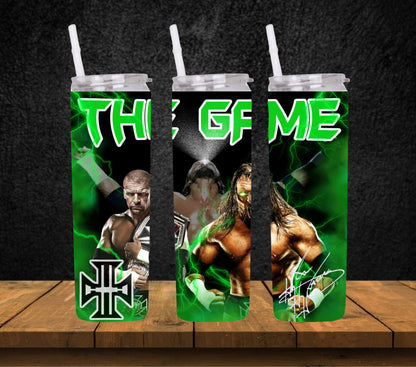 20oz Triple H The Game tribute Wrestling tumbler digital PNG Download Design Sublimation Wrap