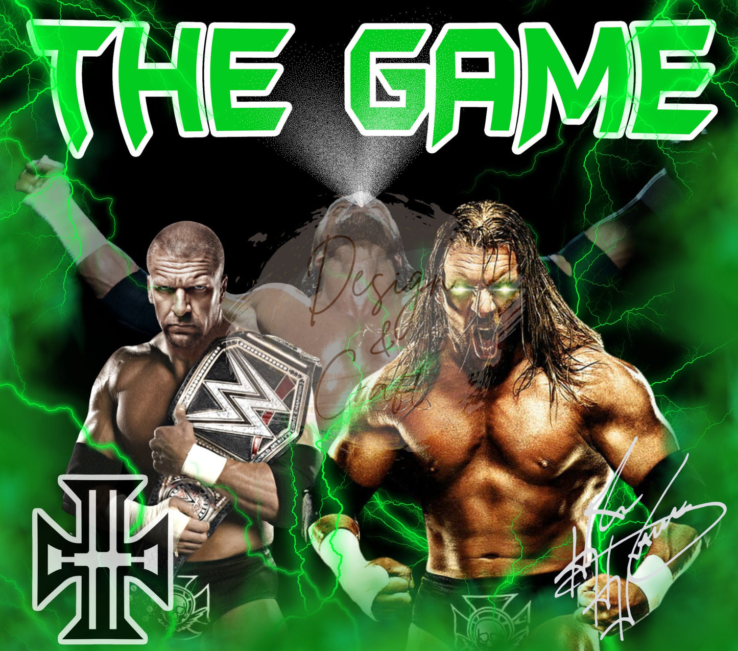 20oz Triple H The Game tribute Wrestling tumbler digital PNG Download Design Sublimation Wrap