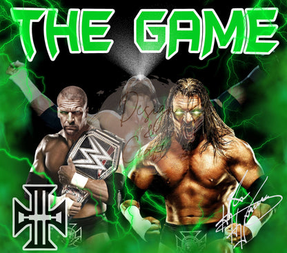 20oz Triple H The Game tribute Wrestling tumbler digital PNG Download Design Sublimation Wrap