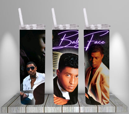 20oz R&B Singer BabyFace Music tribute tumbler digital PNG Download Design Sublimation Wrap