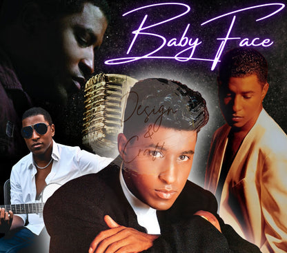 20oz R&B Singer BabyFace Music tribute tumbler digital PNG Download Design Sublimation Wrap