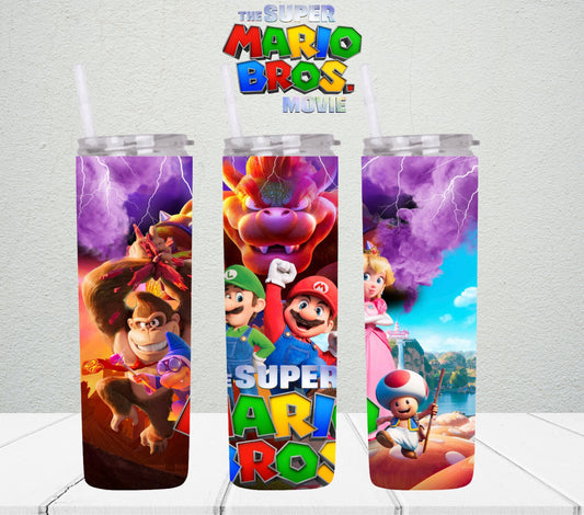 20oz The Super Mario Bros Movie video game tumbler digital PNG Download Design Sublimation Wrap