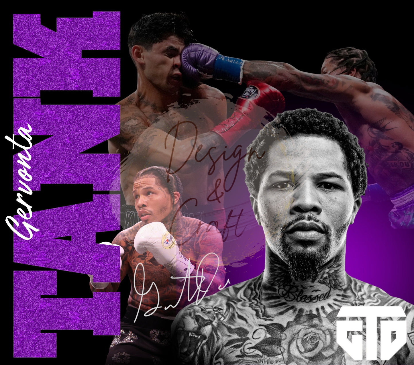 20oz Gervonta Tank Davis boxing tribute tumbler digital PNG Download Design Sublimation Wrap