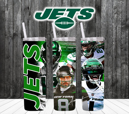 20oz JETS Tribute football tumbler digital PNG Download Design Sublimation Wrap