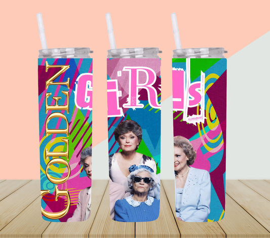 20oz The Golden girls tv show tribute tumbler digital PNG Download Design Sublimation Wrap