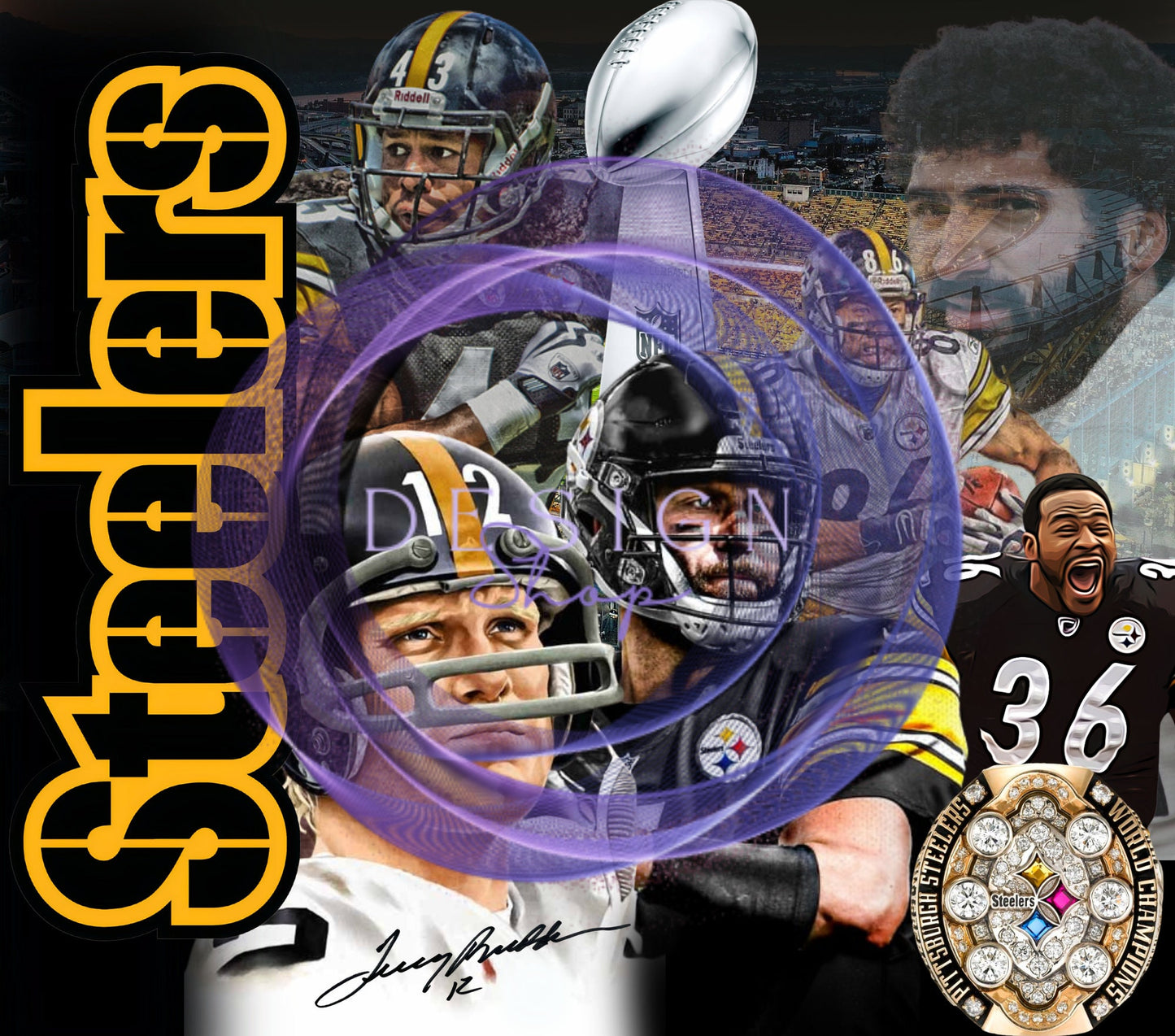 20oz (Steelers) Legends Football Tribute tumbler digital PNG Download Design Sublimation Wrap