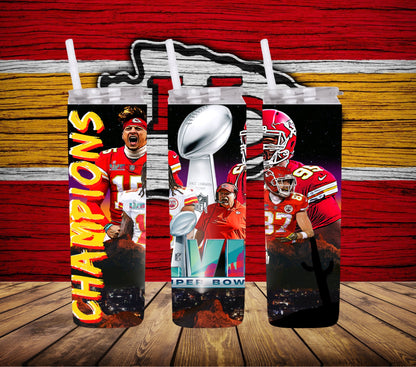 20oz (Chiefs) Kansas Super bowl Football Tribute tumbler digital PNG Download Design Sublimation Wrap