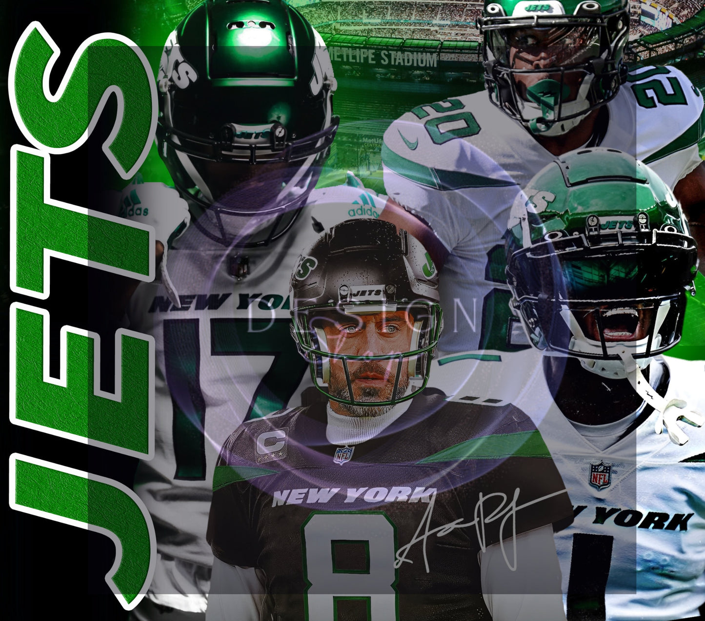 20oz JETS Tribute football tumbler digital PNG Download Design Sublimation Wrap