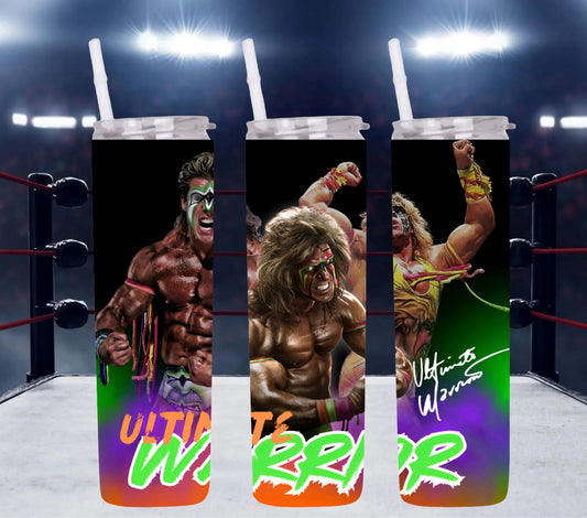 20oz The Ultimate Warrior tribute Wrestling tumbler digital PNG Download Design Sublimation Wrap