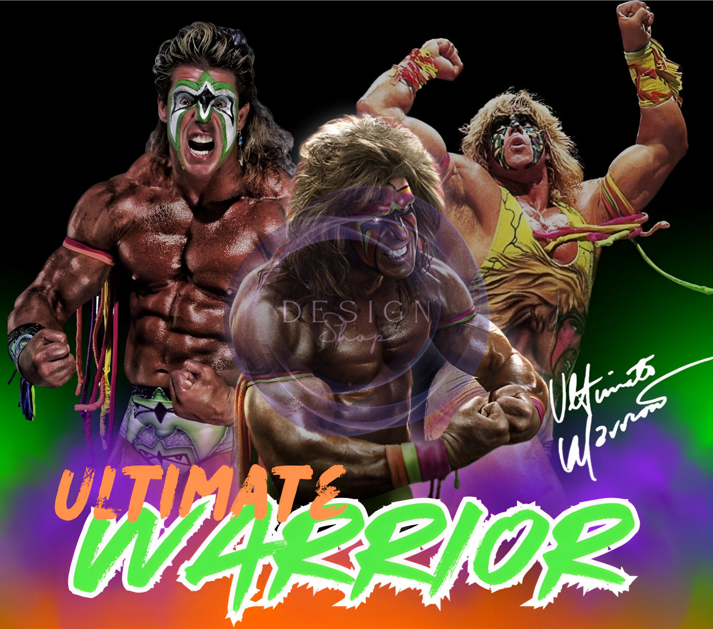 20oz The Ultimate Warrior tribute Wrestling tumbler digital PNG Download Design Sublimation Wrap