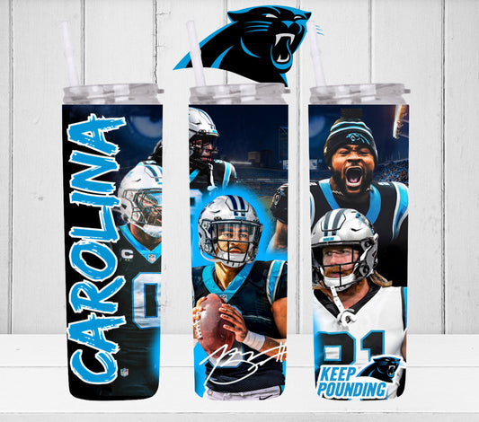 20oz Carolina Tribute football tumbler digital PNG Download Design Sublimation Wrap