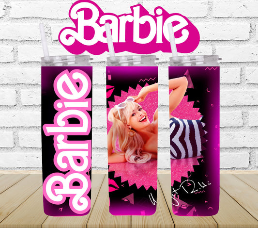 20oz (Barbie) tribute movie tumbler Margot Robbie signature digital PNG Download Design Sublimation Wrap