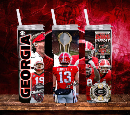 20oz Football bulldogs tribute tumbler PNG wrap