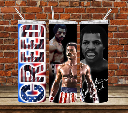 20oz Apollo Creed Carl Weathers Boxing movie tribute tumbler digital PNG Download Design Sublimation Wrap