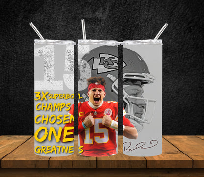 Chosen one Patrick Mahomes digital 20oz tumbler skinny design